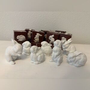 Vintage Kaiser W Germany Lot of 7 Porcelain White Bisque Bunny Rabbit Figurines